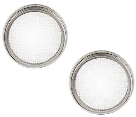 TOYANDONA Sprouting Jar Lids with Convenient Drainage and Ventilation Stainless Steel 2pcs for Wide Mouth Mason Jars for Grow Your Own Alfalfa and Bean Sprouts