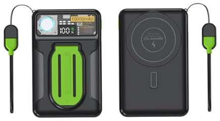 Anluomania Batterie Externe Magnétique 10000mAh, Magnétique Power Bank PD 22.5W Charge Rapide, PowerBank sans Fil, Chargeur Portable avec USB-C Entrée, Power Bank avec Câble, Support et Affichage LED