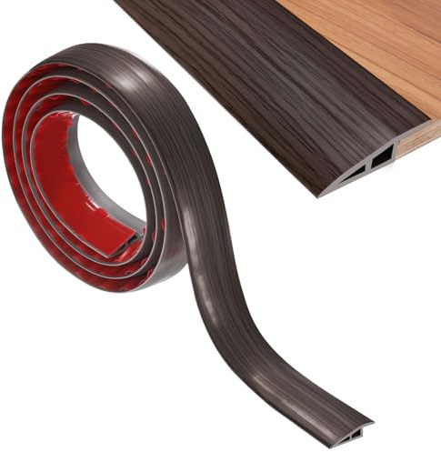 M METERXITY Regleta De Transición Para Suelo 6.56FT PVC Regleta Autoadhesiva Para Puertos/Suelos De Baldosa/Alfombra Cubre Alturas De Hasta 2/5Inch(10mm) [Nogal Negro]