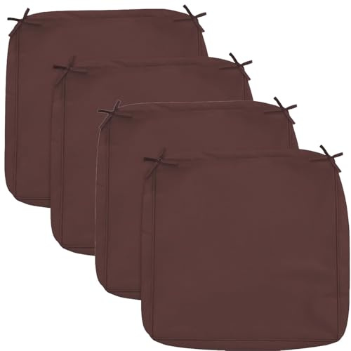 2/4 Stück Outdoor Sitzkissenbezug Stuhlkissen Wasserdicht Sofabezug mit Reißverschluss,40x40 50x50 60x60cm Couch Sitzkissen Überzug Abnehmbar Bezüge für Gartenpolster(Dunkler Kaffee,40x40x8cm 4pcs)