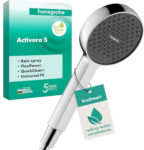 hansgrohe Activera S - wassersparender Duschkopf 8 l/min (EcoSmart), Handbrause mit 1 Strahlart, runde Duschbrause, Sparduschkopf mit Antikalk-Funktion, Chrom, 28031000