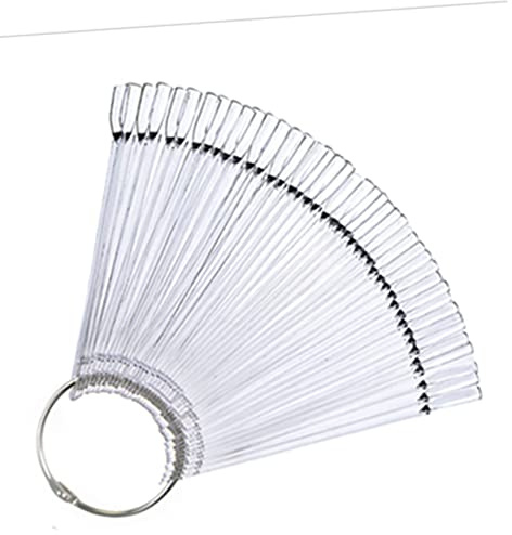 Plaque de Couleur Polonaise en Abs 50 Pièces, Modèle Éventail Secteur | Faux Ongles, Usage Professionnel et Pratique à Domicile, Anneau Métallique, Présentation et Peinture