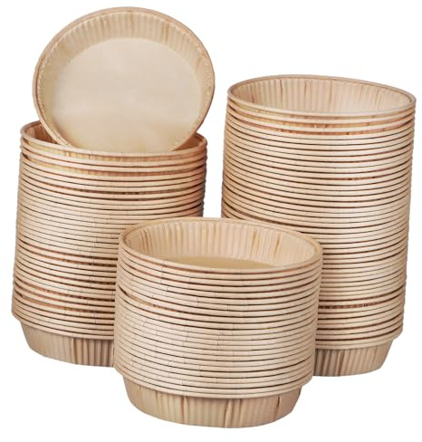 SWOOMEY 100 Pcs Mini Tart Pans Round Bottom Small Cake Tins Oven Microwave Safe Oil Baking Cups for Individual Desserts with Raised Edges Easy Demolding
