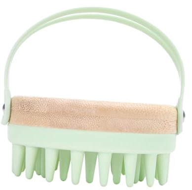 DECOMELODY Brosse à Shampoing En Silicone Souple Verte, Masseur De Cuir Chevelu, Exfoliant Doux, Brosse De Massage Pour Bain, Soin Quotidien Cheveux Et Cuir Chevelu