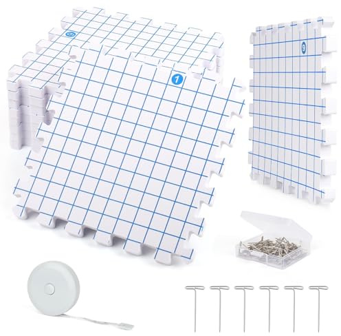 Coopay Set di tappetini per lavorare a maglia, confezione da 9 pezzi in schiuma spessa e spilli, 100 pezzi, blocco per uncinetto, set con metro a nastro