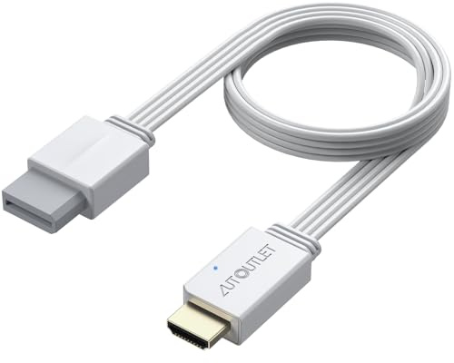 AUTOUTLET Wii HDMI-adapter 1080P/720P stöder alla visningslägen kabel med inbyggd WII- och HDMI-kabel på 120 cm, plug and play-svart (vit, 120 cm) | 1080P HD-konvertering, plug & play-design, stöder NTSC 480i/480p och PAL 576i, kompatibel med Wii-konsol, HDTV och bildskärm