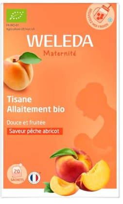 WELEDA - Tisane Allaitement bio Pêche Abricot - 20 sachets | Pour allaiter en toute sérénité - Pour les femmes qui allaitent