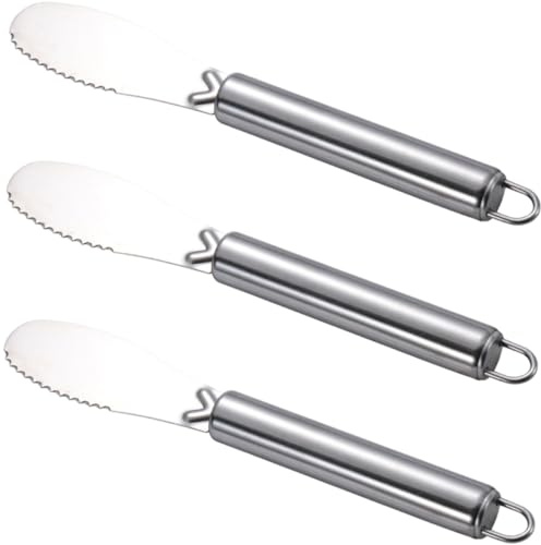LOORGVEL 3 pièces Set de Couteaux à Beurre Inox Épandeur Crème Fromage Manche Ergonomique pour Sandwich