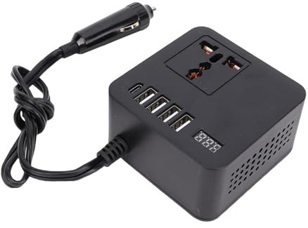 AUNMAS 150W Bilströmväxelriktare med USB C PD och USB A QC-portar Kompakt Design för Road Trip Camping