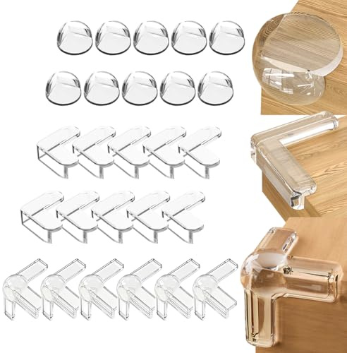Eckenschutz Baby, 26 Stück Kantenschutz Baby Silikon Selbstklebend Kantenschutz 3 Formen Transparent Tischkantenschutz für Verschiedene Möbel, um das Baby vor Verletzungen zu Schützen
