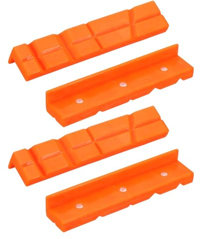 sourcing map 2 Set Vise Jaw Pads 5 Rubber V-Shape Magnetic Vise Soft Jaws Standard Anti-Scratches Vice Covers Tools for DIY Making Woodworking Clamping Plumbing, Orange