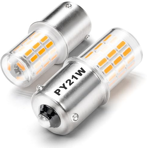 PY21W 581 Indicator Bulbs, BAU15S Car LED Bulbs Amber Yellow AC/DC 12V-24V