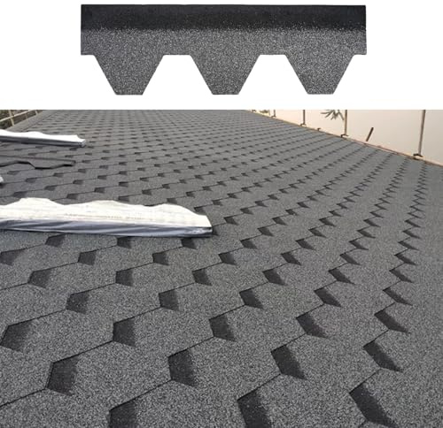 Tejas asfálticas de 100 x 32,5 cm, grandes, de color arena, con adhesivo termofusible, ideales para invernaderos, cenadores, terrazas y renovación de techos. Color gris(42pcs)