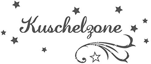 timalo® Wandtattoo fürs Wohnzimmer 'Kuschelzone mit Sternen' | 68001-a1-dunkelgrau-58x25