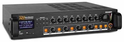 100V versterker - Power Dynamics PDV240MP3 4-zone versterker voor 100V (omroep) systemen met o.a Bluetooth, radio en mp3 speler