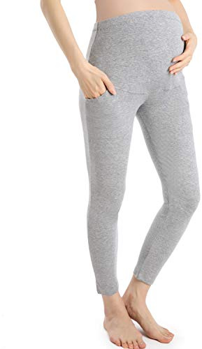 Ferrieswheel Story graviditetsbyxor kvinnor full längd moderskap leggings över bula gravida byxor, Grå, S