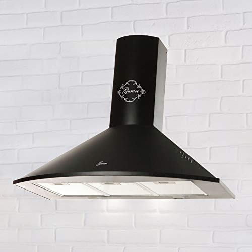 Gurari 046 Dunstabzugshaube 90 cm in Schwarz, 1000m³/h,Sehr Saugstark, 3 Stufen,Drückknöpfe,Wandhaube,Dunstabzug,Abzugshaube, Ablufthaube,Umlufthaube,Schwarze Kaminhaube,inkl.Umluftset Premium Marke
