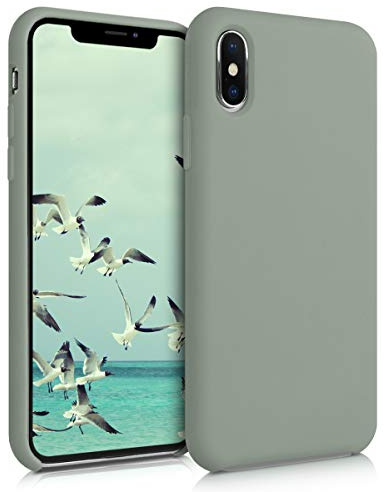 kwmobile Fodral kompatibelt med Apple iPhone XS Max-skal - mjukt TPU-silikonfodral - gröngrå