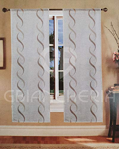 GBiancheria COPPIA TENDE DEBORA 45X150 45X240 PER FINESTRE E PORTEFINESTRE PRONTE DA APPENDERE (45x150, Beige)