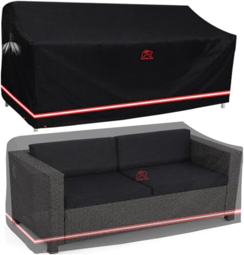 Turtle Life Gartensofa Abdeckung, Gartenbank Abdeckung Wasserdicht für 2-3 Sitzer Gartensofa, Gartensofa Abdeckung kein Verblassen innerhalb von 2 Jahren, schwarz 152 x 89 x 89CM