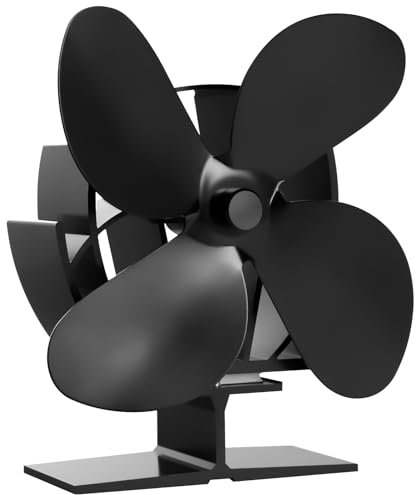 BenkerEsti Wood Stove Fan 4 Blades Silent Operation for Wood/Log Burner/Fireplace