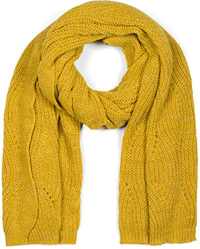 styleBREAKER Bufanda de punto unisex con diseño ondulado, bufanda de invierno lisa, de punto suelto, con diseño de agujeros 01018163, color: Curry