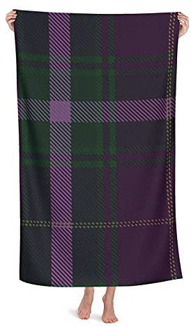 FFLSDR Mikrofaser Strandtuch Lila Plaid Scottish Pattern Super Absorbent Badetuch für Pool Gym und Spa 80X130CM