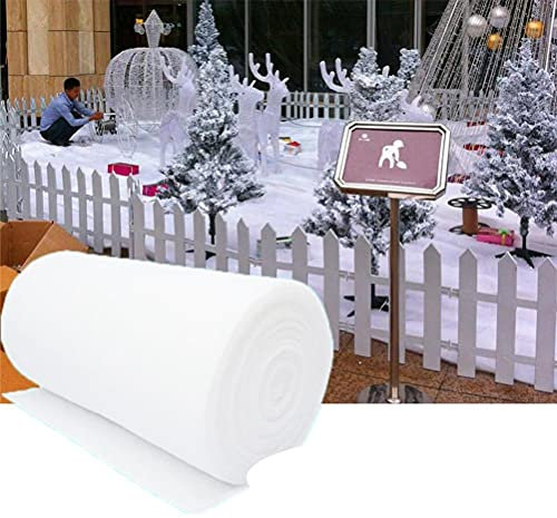 Hiraith Juego de rollos de nieve artificial, alfombra de nieve, manta de nieve, decoración de nieve, decoración de Navidad, pueblo decorativo (2,4 x 0,8 m)