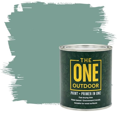 THE ONE Outdoor Paint - Sage Blue, 1 Litre | Durable Exterior Paint for Wood, Metal & Masonry | Weather Resistant Finish