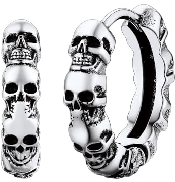 FaithHeart Edelstahl Totenkopf Ohrstecker für Herren Damen Punk Gotik Schädel Ohrring Piercing Creolen Ohrstecker für Weihnachten Valentinstag Halloween