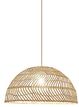 MTDYD Half-Open Bamboo Chandelier, Creative Arc-top Rattan Art Hanging Lamp, Kitchen Island Decoration Pendant Light, E27 Lamp Holder, Ceiling Light
