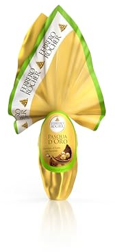Ferrero Rocher - Uovo di Pasqua 2024 al Cioccolato al Latte con Granella di Nocciole, 3 Specialità Ferrero Rocher Incluse, Idea Regalo Pasqua, 212,5 Grammi