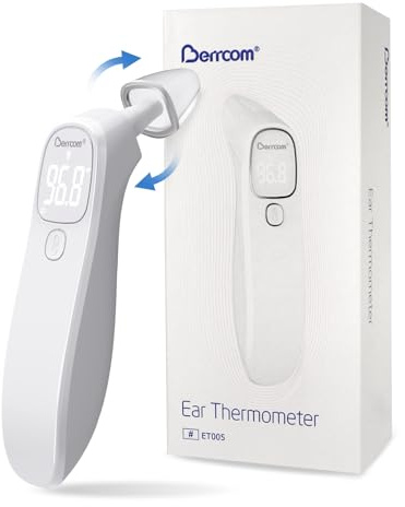 Berrcom 2-in-1 Forehead and Ear Thermometer with Magnetic Probe - Digital Infrared Thermometer for Adults & Babies, LED Display, 1s Reading, Auto Shut-Off