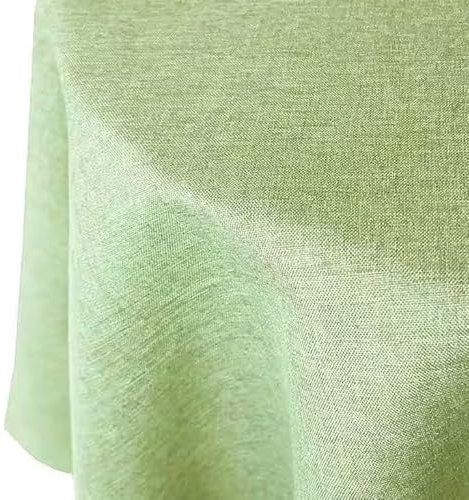 Tischdecke Hellgrün Rund 160cm | Gartentischdecke, Outdoor-Decke, Lotus-Effekt, Leinen-Optik, Schmutzabweisend