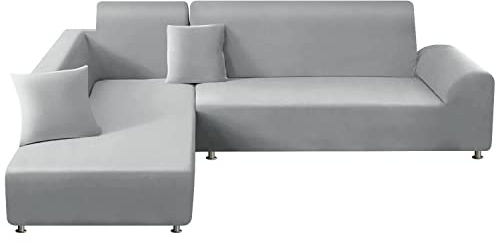 MINGPINHUIUS Sofa Überzug L Form, 2-teilig 3 Sitzer Stretch Sofabezug mit 2pcs Kissenbezug geeignet für Ecksofa,L Förmig Sofa
