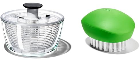 OXO Good Grips Glass Salad Spinner & Good Grips Vegetable Brush