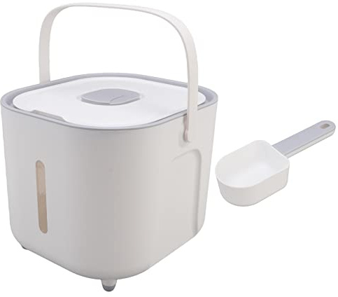 Hapivida Boîte de riz de cuisine seau 10 kg ménage scellé distributeur de céréales conteneur de stockage pour aliments secs, farine, aliments pour animaux de compagnie, céréales