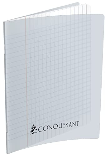 CONQUERANT Cahier Classique 17x22cm Grands Carreaux Seyès 192 Pages Agrafées Couverture Polypro Incolore