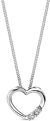 MIORE Schmuck, 0.05 Ct Diamant Kette, Halskette Damen Gold 585, Goldkette mit Kettenanhänger Gold Herz und Diamanten, kette Damen, Herzkette Gold, Schmuck Damen allergenfrei & handgemacht