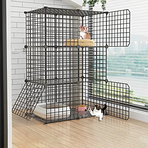 Katzenkäfig Katzengehege Innen -DIY Kleintierkäfig Haustierprodukte Tragbarer Metalldraht Käfig,Heimwerker-Laufstall FüR DraußEn/Indoor/Balkon/Zuhause/Terrasse (Color : B, Size : 75 * 49 * 109cm)
