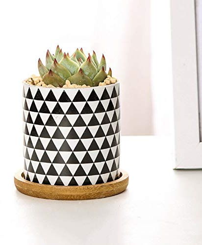 Sukkulente Keramikpflanze Blumentopf Geometrisches Muster Keramik Sukkulente Kleiner Keramiktopf Keramik Blume Grünpflanze Container Pflanzgefäß Klassische runde Form Pflanzgefäß (Color : Style 4)