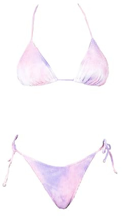 F**K Bikini Donna 1100 Tie Dye Lilla Triangolo Slip Regolabile Lycra groffata PE23 L