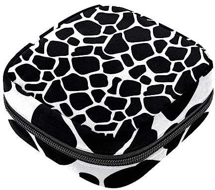 Damenbinde Aufbewahrungstasche, Feminine Produktbeutel Tragbare Periode Kit Tasche für Mädchen Frauen Damen Schwarz Weiß Kuh, Mehrfarbig, 4.7x6.6x6.6 in/12x17x17 cm