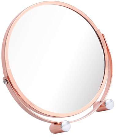 Beavorty 360grad Drehbarer Kosmetikspiegel Doppel-Seiten Makeup-Spiegel Roségold Für Tisch Oder Vanity Perfektes Accessoire Für Präzise Gesichtspflege Und Makeup-anwendung