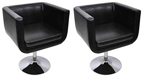 GuyAna Loungesessel 2 STK. Kunstleder Schwarz Schlafzimmer Sessel Schminktisch Muschelsessel