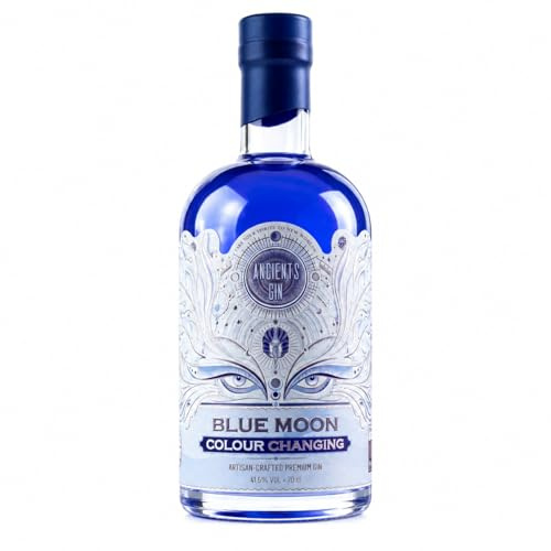 Ancients Gin Blue Moon | Colour-Changing (Blue to Pink) | Hand-Crafted Small Batch Premium British Gin with Blue Pea Flower | 5x Distilled, 70cl | Unique Gift for Gin Lovers