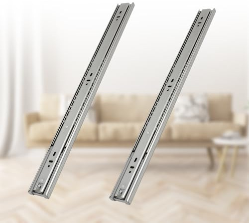 Fiqops Système de coulisses pour tiroir 400 mm, coulisses entièrement extractibles avec capacité de charge de 45 kg, système de coulisses pour tiroir stable avec roulement à billes, coulisses pour