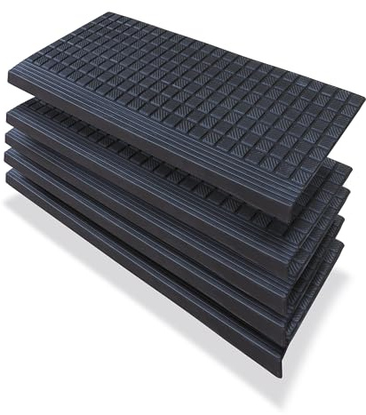 PETEX 5X Tapis d'escalier en Caoutchouc avec Bord incliné pour intérieur et extérieur, 64,5 x 25 cm, Auto-adhésif, antidérapant