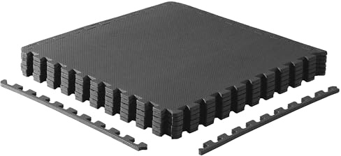 CAP Barbell 1/2-Inch Interlocking EVA Foam Exercise Puzzle Mats - 1 Pack | 24 x 24 x 1/2 | T Pattern - Black