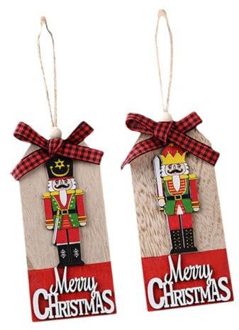PRETYZOOM 2stücke Weihnachtsbaumschmuck aus Walnuss Weihnachtsanhänger Dekorativer Weihnachtsbaumanhänger Weihnachtshänger Walnuss-soldatenanhänger